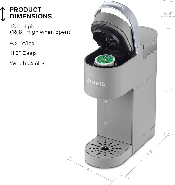 Keurig K-Mini Single Serve K-Cup Pod Coffee Maker, 6 to 12oz Brew size, with Cord Storage, Perfect for Small Spaces, Studio Gray - Image 8