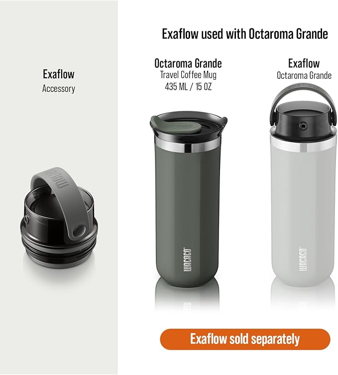 WACACO Octaroma Grande Vacuum Insulated Coffee Mug, 15 fl oz (435ml), Double-wall Stainless Steel Travel Tumbler With Drinking Lid, Dim Grey - Image 7