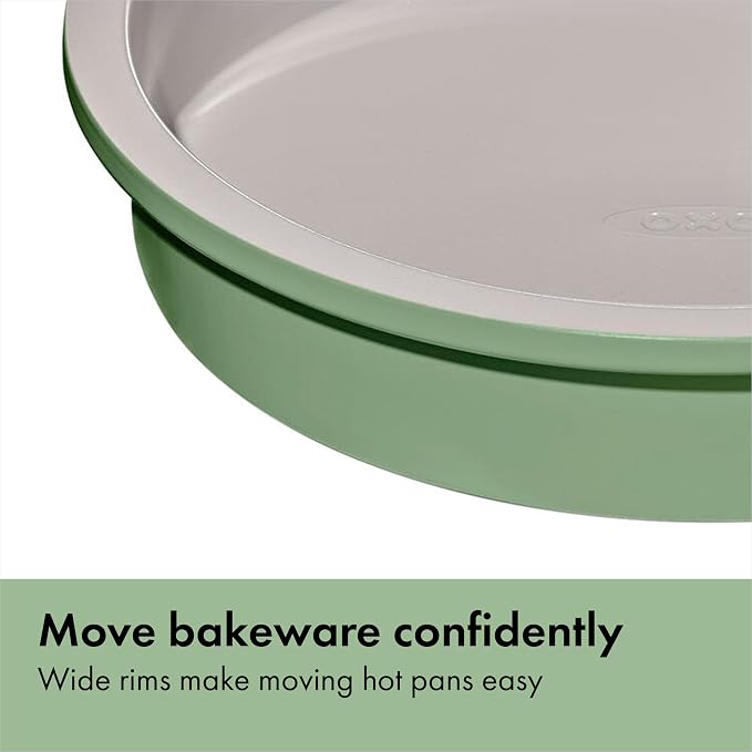 OXO Good Grips Non-Stick Pro Ceramic Coated Metal Bakeware Cake Pan — 9 in Round — Basil, Round Baking Pan for Layered Cakes - Image 5
