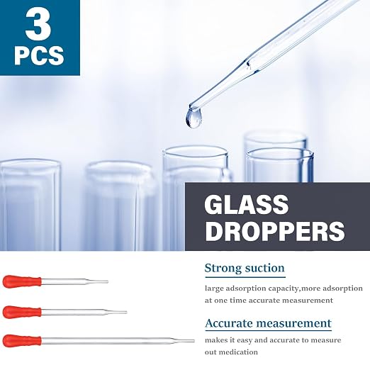 Frienda 20 Pcs 50/100/250/500/1000ml Lab Glassware Beaker Set Include Graduated Cylinder, Glass Beaker Set, Glass Dropper, Stirring Rod, Measuring Cups for Laboratory Science Chemistry Supplies - Image 3