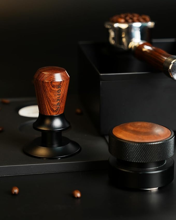 51mm Espresso Tamper, Coffee Tamper with 30lbs Spring Loaded, Barista Espresso Coffee Tamper with Stainless Steel Ripple Base and Rosewood Handle Fits for All 51mm Espresso Machines
