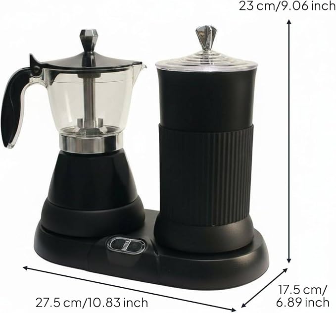 Electric Coffee Maker Espresso Machine Frother Brewer Maker With Fast Heating Performance And Dense Foam Results Suitable for busy mornings work breaks, Black - Image 6