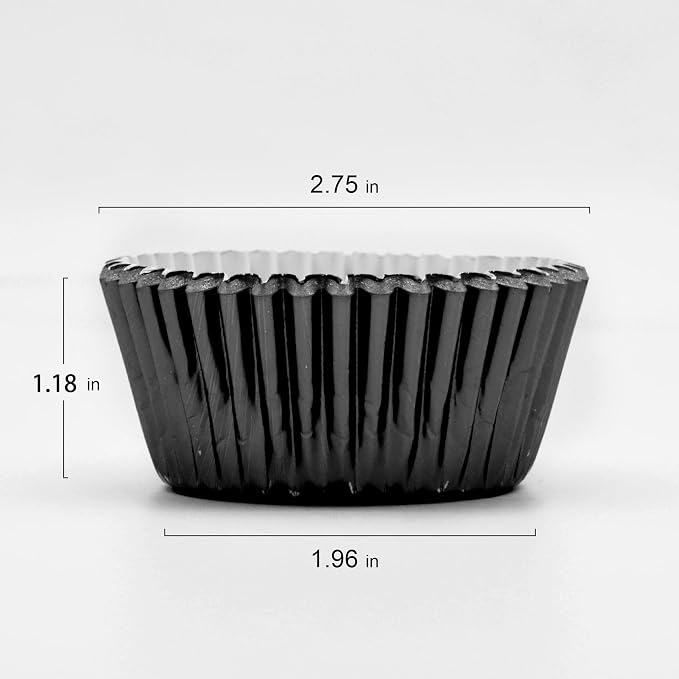 200 Pcs Black Foil Cupcake Liners Standard Baking Cups Muffin Paper Cases | Food-grade, Greaseproof & Sturdy Parchment, Cupcake Wrapper for Party, Christmas, Gift - Image 2