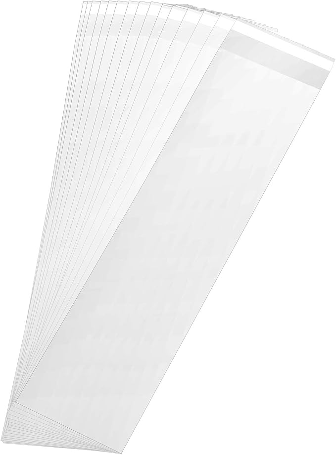 Nobranded 200 pcs Clear 2" x 10" Long Self Seal Cello Cellophane Bags Resealable Poly Bags 2.8 mils for Bakery Cookies Candles Christmas Halloween Party Decorative Pretzel Sticks by Somioco