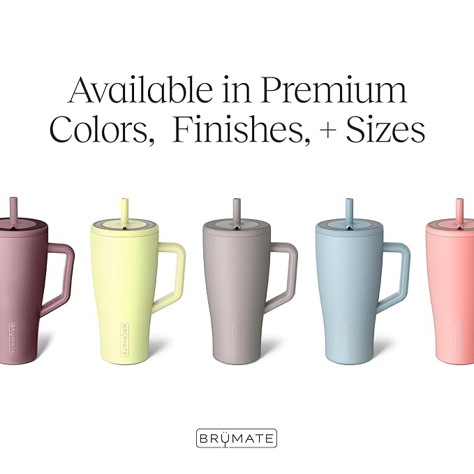 BrüMate Era 30 oz Tumbler with Handle and Straw | 100% Leakproof Insulated Water Bottle Tumbler with Lid and Flexible SoftSip Straw | Made of Stainless Steel | Cup Holder Friendly | 30oz (Mocha)