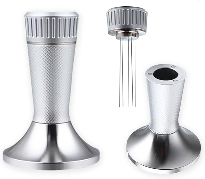 2-in-1 Espresso Tamper and Distributor Magnetic Set 53mm,Dual Head Coffee Tamper with Stirrer for 54mm Portafilter,Stainless Steel Espresso Tools for Barista Home Coffee Machine Accessories (Silver)