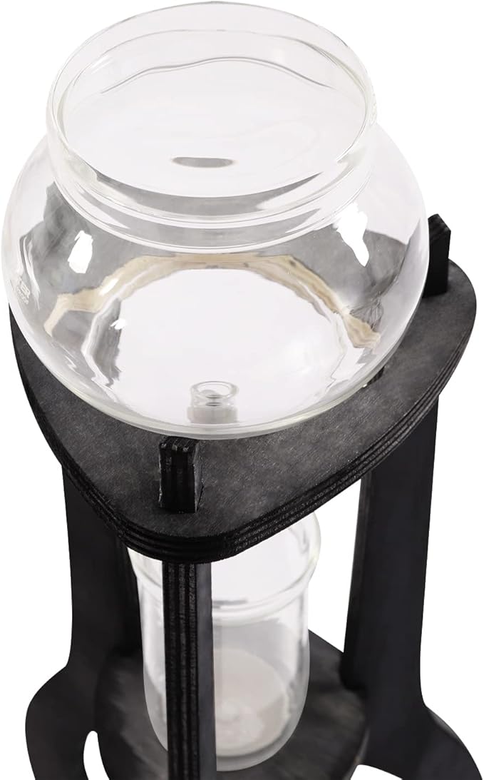 Grey Ice Cold Drip Tower, 6-8 Cups 600ml Wooden Cold Brew Drip Tower -20~300℃ Temperature Range With Slow Drip TechnologyIBamboo Straight Frame for Home Office Drip Coffee Maker