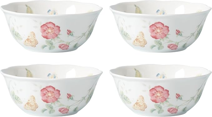 Lenox Butterfly Meadow Dinnerware Collection, Porcelain Dinnerware & Serveware, Large All-Purpose Bowl Set, 4-Piece by Lenox