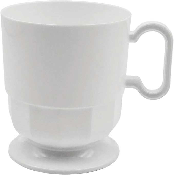 Party Essentials 8-Ounce Hard Plastic Coffee Cup/Tea Mug with Handle, 20-Count, Deluxe White by PartyEssentials