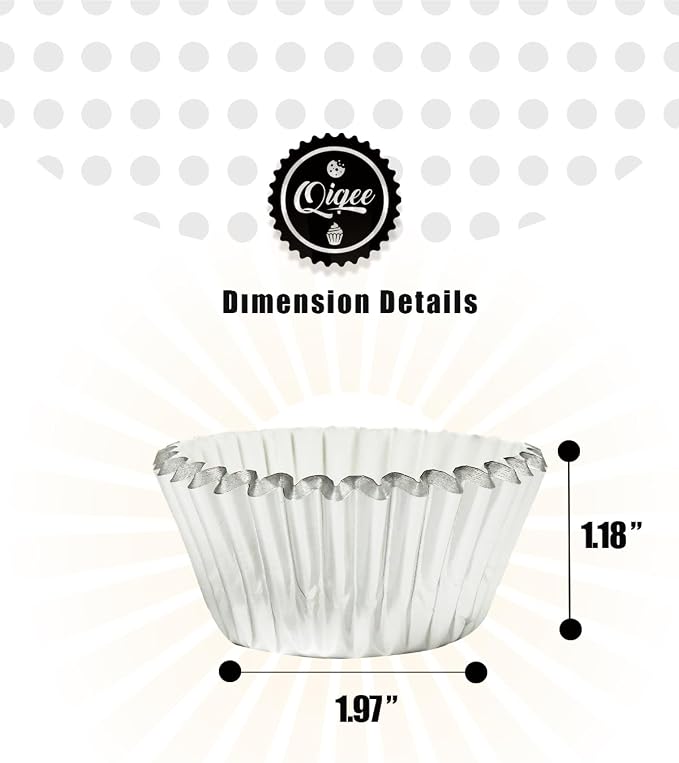 qiqee Foil Cupcake Liners, 300 Count, Standard Size, Silver - Image 5