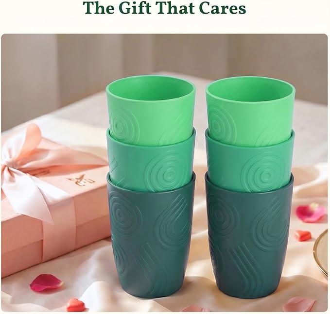 Homienly Cups for Drinking 12oz Daily Use Cups Dishwasher Safe Plastic Cups Alternative Stackable and Lightweight Reusable cups for Family Use-Forest Series - Image 8