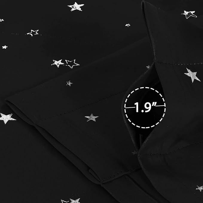 H.VERSAILTEX Blackout Curtain Valances for Kitchen Window/Living Room/Bathroom Privacy Added Rod Pocket Home Decoration Winow Valance, 52" W x 18" L, Glitter Stars in Black Base (Pack of 4) - Image 6