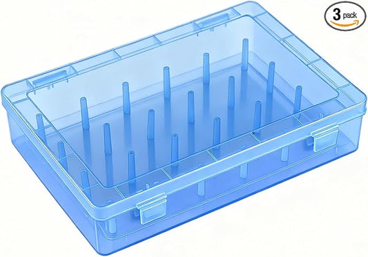 3pcs Piping Tips Organizer with Fixed Pins 72/126-Capacity Cake Decorating Storage Box for Baking Tools (1pcs-24 blue)