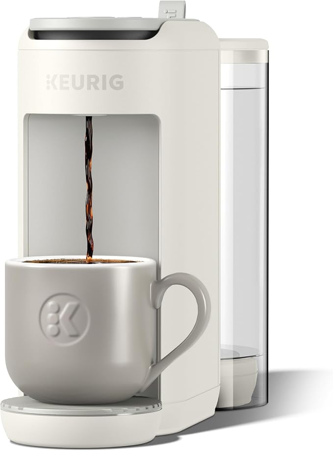 Keurig K-Mini Mate Plus Single-Serve K-Cup Pod Coffee Maker, Compact, 3 Cup Sizes, Brew Over Ice and Strong Button Features, 50 oz Removable Reservoir, Warm Stone by Keurig