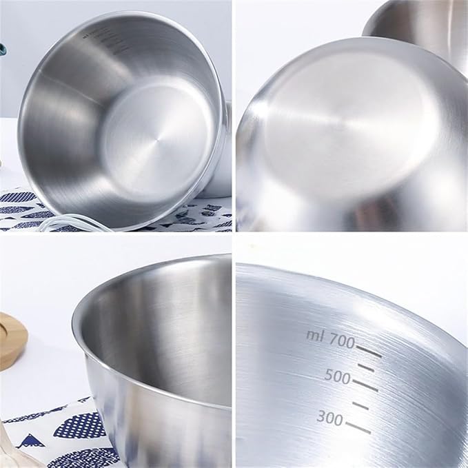 3 Pcs Stainless Steel Mixing Bowls Set with Scale for Cooking and Baking, Stackable and Dishwasher Safe, Featuring Clear Measurement Lines