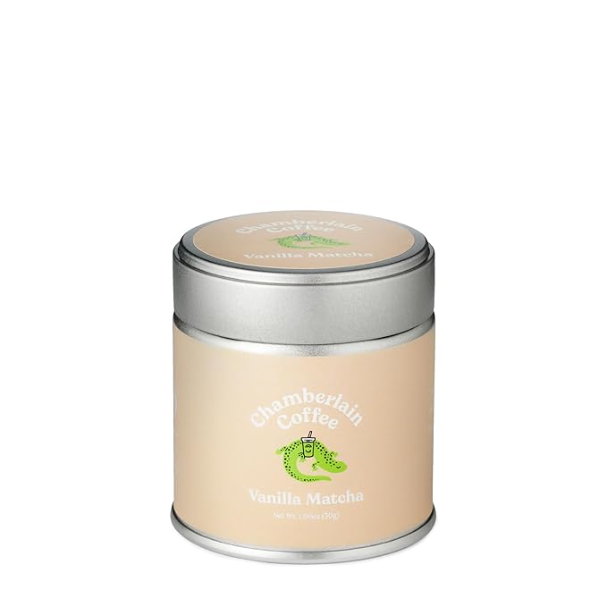 Chamberlain Coffee Vanilla Matcha Powder - Ceremonial Grade Matcha Powder with Madagascar Vanilla, Gluten-Free Flavor for Hot and Iced Drinks, Made with Premium Organic Ingredients - 1.06 Oz