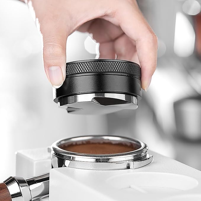 58mm Coffee Distributor & Tamper, Premium Barista Coffee Tamper Stainless Steel Base, Adjustable Depth Coffee Leveler 58mm