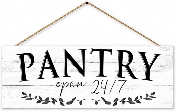 1 KINGO Rustic Pantry Signs Wall Decor: Farmhouse Kitchen Wall Art 6" x 14.5" Canvas Print Decorative Plaque Wall Hanging Open 24/7 Sign for Pantry Dining Room Home Decor by 1KINGO
