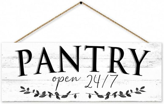 1 KINGO Rustic Pantry Signs Wall Decor: Farmhouse Kitchen Wall Art 6" x 14.5" Canvas Print Decorative Plaque Wall Hanging Open 24/7 Sign for Pantry Dining Room Home Decor by 1KINGO