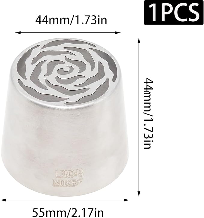 Extra Large Russian Piping Tip, Food Grade Seamless Designed Stainless Steel Rose Floral Nozzle for Cake Decorating, Frosting or Cream Flower DIY Cookies (SL48)