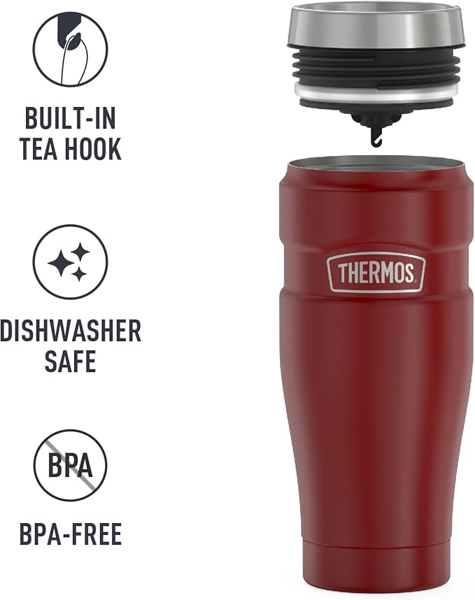 THERMOS Stainless King Vacuum-Insulated Travel Tumbler, 16 Ounce, Rustic Red (Pack of 4) - Image 5