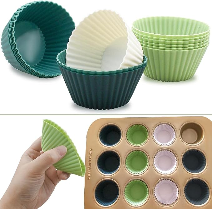 24 Pack Silicone Baking Cups Reusable Muffin Liners Non-Stick Cup Cake Molds Set Cupcake Silicone Liner Standard Size Silicone Cupcake Holder Silicon Cups for Baking Bpa Free (4 Colors) - Image 5