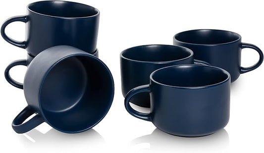 10 Strawberry Street Wazee Matte 4.75"/22 oz Oversized Mug, Set of 6, Midnight Blue by 10StrawberryStreet