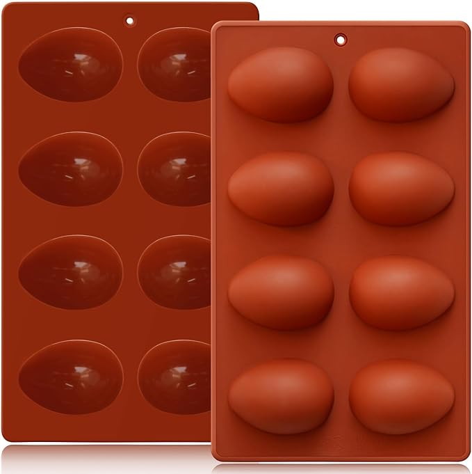 HKNMTT Silicone Egg Molds Easter 2PCS, 2.4" Food Grade 3D Moulds for Vegan Deviled Eggs Peanut Filling 3D Chocolate Candy Jello Pudding Soap Gift, Oven Safe Baking Cake Kit by HKNMTT