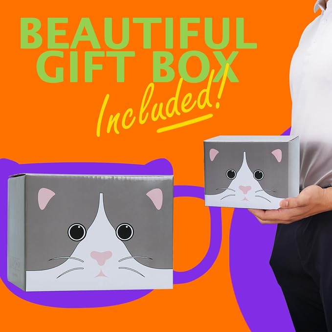 Cat Mug 14 oz Cute Ceramic 3D Porcelain Tea Cup for Women, Kawaii Gifts for Cat Lovers, Christmas, Housewarming, Holiday, Birthday Gifts for Women, Mom, Kids, Men and Friends - Image 7