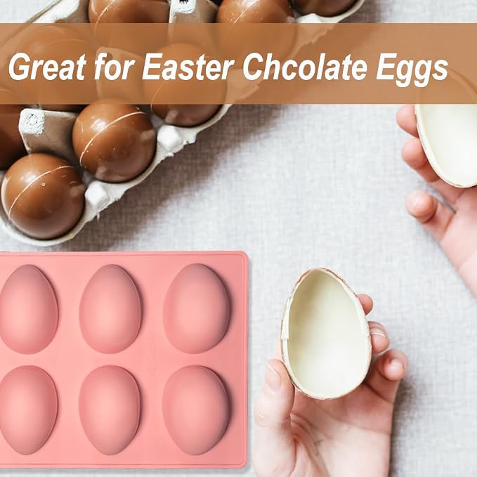 3 Pack 3D Easter Egg Silicone Molds, 8 Cavity Egg Shape Non-stick Baking Molds Tray DIY Baking Tool for Easter Chocolate Cake Dessert Muffin Mousse Pastry Handmade Soap Crayons - Image 4