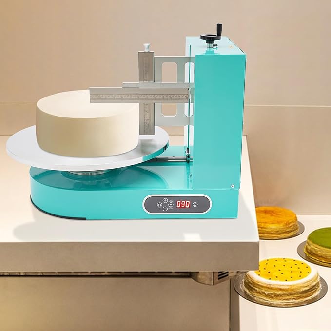 Cake Icing Machine 200W Auto Cream Spreading Machine w/Scraper & LCD Display, Professional Cake Decorating Machine Frosting Turntable for 4-16 Inch Cakes, 7.87" Height Adjustable of Spatula (Green)