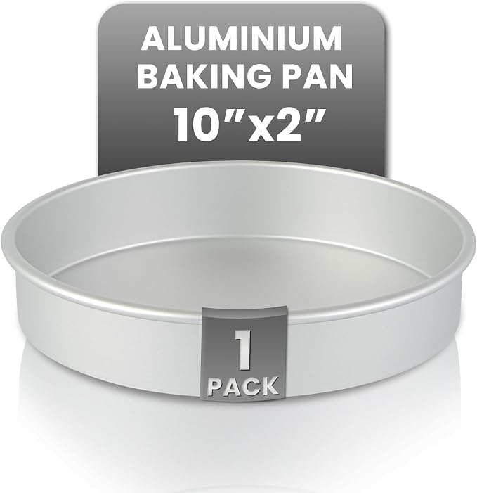 Restaurantware Aluminum Straight-Sided Cake Pan - Pack of 1 - Met Lux 10 x 2 Inches Round Baking Tin, Greaseproof, Even-Heating, Freezable - Anodized Aluminum Round Cake Pan Ideal For Baking by Restaurantware
