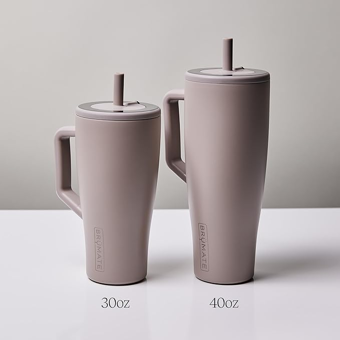 BrüMate Era 30 oz Tumbler with Handle and Straw | 100% Leakproof Insulated Water Bottle Tumbler with Lid and Flexible SoftSip Straw | Made of Stainless Steel | Cup Holder Friendly | 30oz (Mocha)