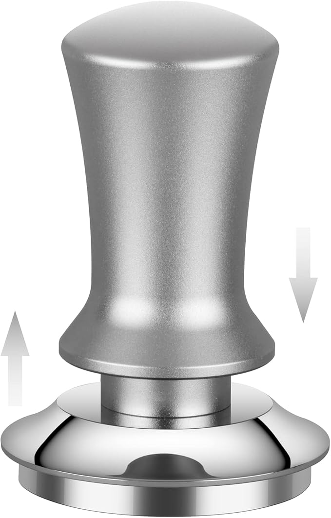 Calibrated Spring Loaded Coffee Tamper for Espresso Machine - Essential Espresso Tool for Perfect Tamping Results - Fits Portafilter Baskets(53mm, Silver)