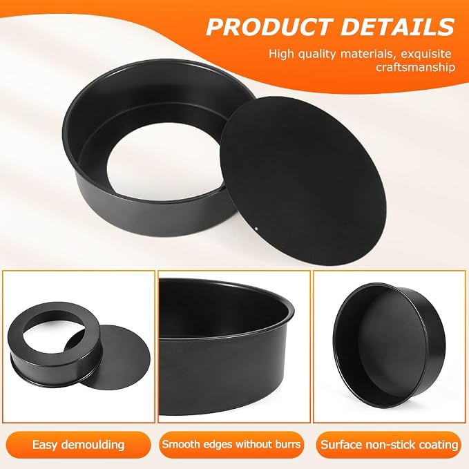 8.27 In Round Cake Pans Set of 2 Deep Nonstick with Removable Bottom - Image 7