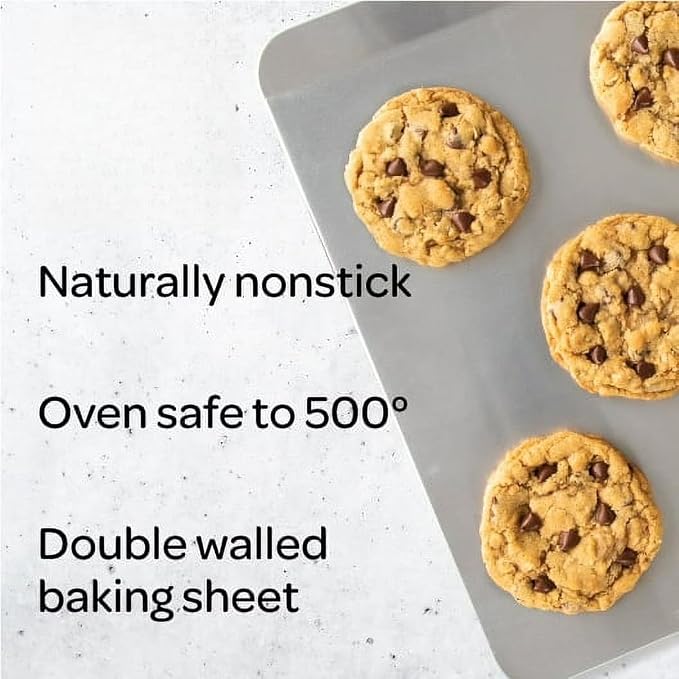 Naturals 16 x 14 Inch Insulated Aluminum Rectangular Baking Cookie Sheet Pan, Double Wall Oven Safe Bakeware for Even Baking Cookies & Pastries - Image 2