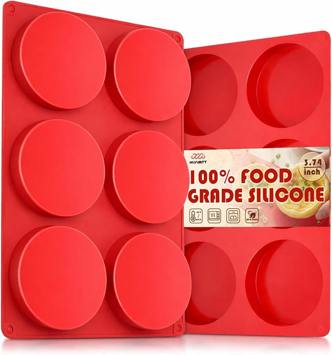 HKNMTT 2Pcs Muffin Top Pans 12-Cavitiy Round Silicone Egg Molds for Baking | 3.74Inch, Non-Stick, BPA-Free, Oven Safe, Silicone Molds for Egg Bites, Cookie, Hamburger Bun by HKNMTT