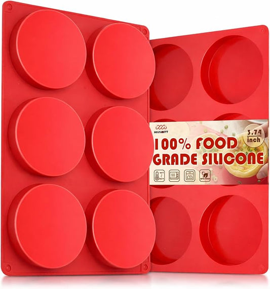 HKNMTT 2Pcs Muffin Top Pans 12-Cavitiy Round Silicone Egg Molds for Baking | 3.74Inch, Non-Stick, BPA-Free, Oven Safe, Silicone Molds for Egg Bites, Cookie, Hamburger Bun by HKNMTT
