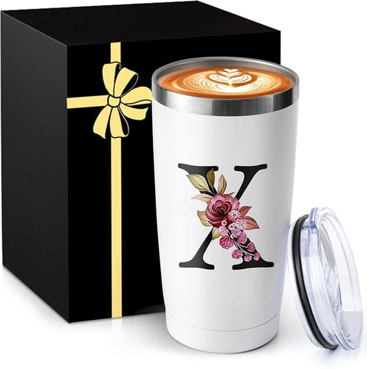 20 Oz Insulated Coffee Cup with Lid Car Tumbler Travel Mug Women Female Teacher Birthday Christmas Holiday Xmas Personalized Unique Custom Inexpensive Present Im Sorry You Are My Sunshine Initial Gift by MNZZ
