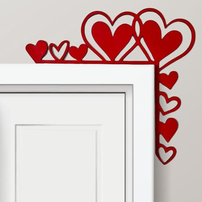 2025 New Year Gift - Cute Metal Door Topper Love You Bye Over Door Frame Decor Corner Sign Black Ornaments Wood Decorations Funny Christmas (Hollowed Hearts) by Unknown