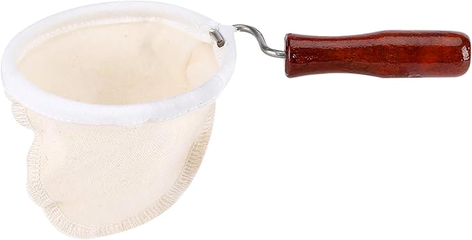 Handmade Coffee Filter Strainer Cloth Coffee Filter Handle Handmade Coffee Accessories Reusable Washable for Coffee Enthusiasts (L)