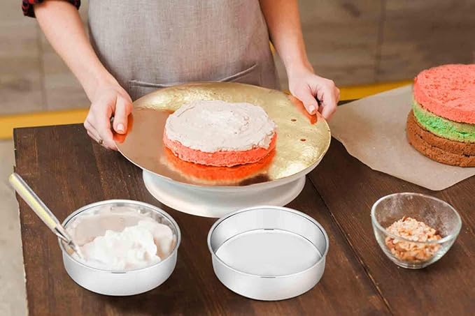 TeamFar 6 Inch Cake Pan, Stainless Steel Round Smash Cake Pan Baking Pans | Set of 3, Tier Cake Baking Pans, Fit in Pot Pressure Cooker Air Fryer, Healthy, Non-Toxic, Mirror Finish, Dishwasher Safe - Image 6
