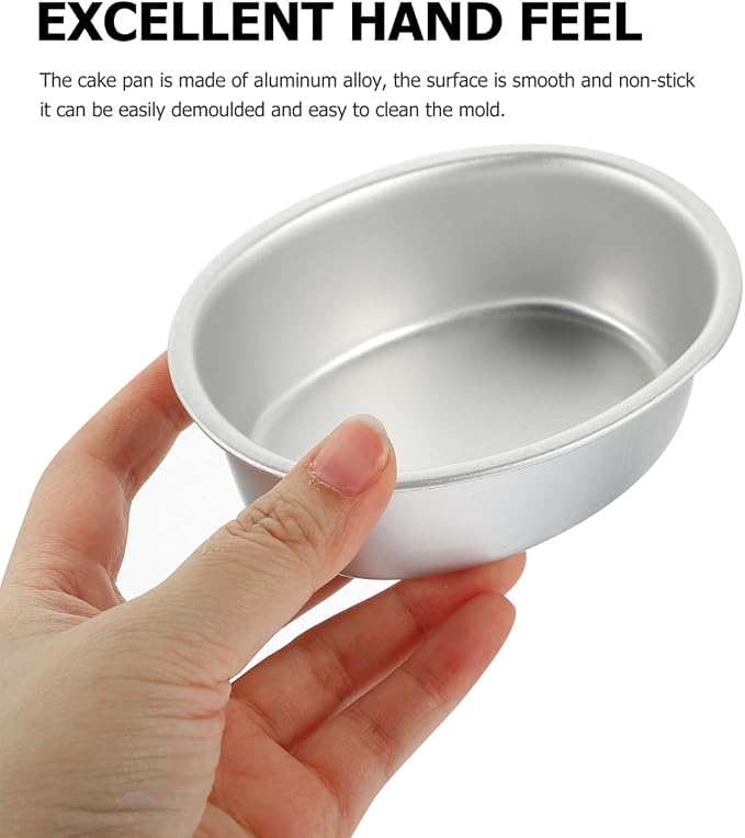 Luxshiny Nonstick Aluminum Alloy Oval Cake Pans Set of 4 4.21X3.26X1.33 Inch Baking Molds for Home Kitchen and Professional Bakery Use - Image 3