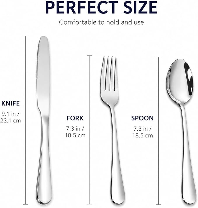 Silverware Set,SANTUO Stainless Steel Knives Spoon Forks Set for Home, Kitchen and Restaurant, Mirror Polished& Dishwasher Safe (12pcs-Silverware set) - Image 6