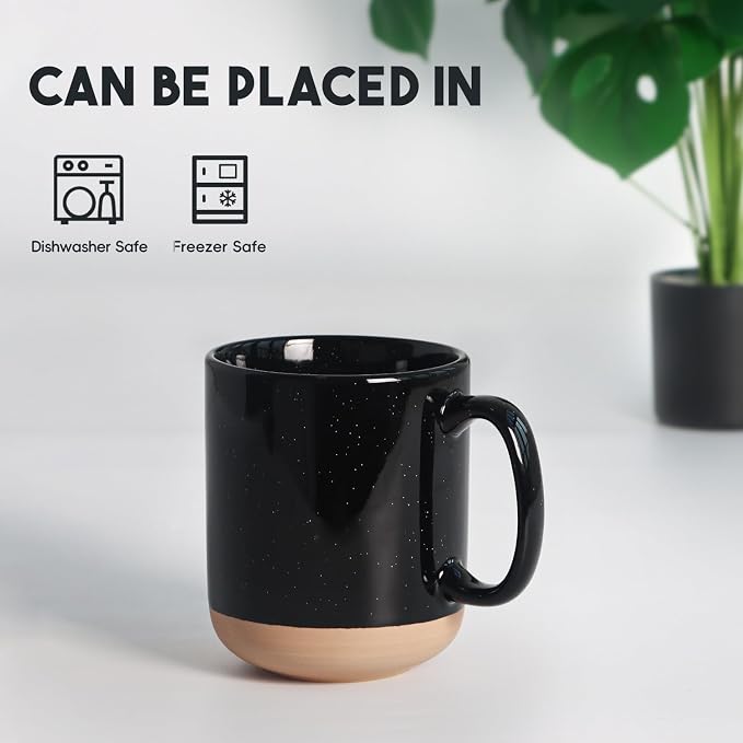 harebe 20 OZ Large Coffee Mug, Ceramic Tea Cup for Office and Home, Big Capacity with Handle, Microwave & Dishwasher Safe Cups for Men Women Mug Lovers, Black - Image 3