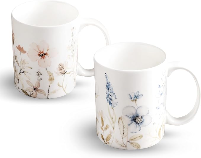 Maison d' Hermine Coffee Mug with Handles Tea Cups (15 Ounce, Pack of 2) | Fine Bone China Coffee Mugs for Hot Beverages Cappuccino Latte Home Restaurant Hotel Spring Summer -Ice Florals - Image 9