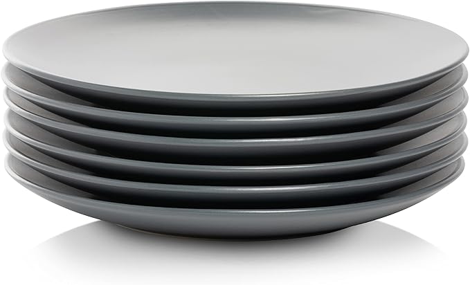 10 Strawberry Street Wazee Matte 8.25" Coupe Salad Plate, Set of 6, Charcoal Gray - Image 3