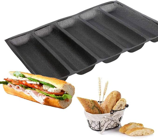 Silicone Bread Mold 5 Loaf Baking Mould Flexible Reusable Forms Shapes Non Stick Perforated
