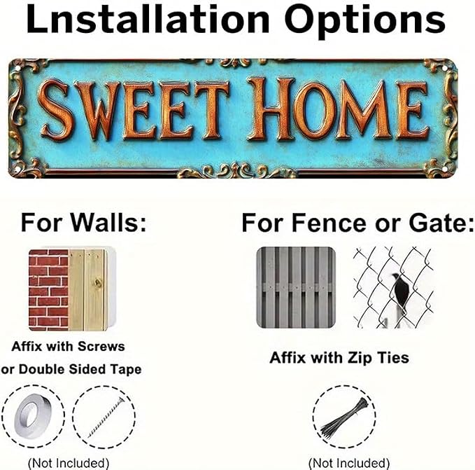 Bar Sign Bar Gifts Vintage Metal Wall Decor Sign"SWEET HOME" Street Sign Funny Man Cave Decor Accessories for Home, Bar, Bathroom, Bedroom Unique Retro Tin Signs for Outdoor 4 X 16 inches - Image 5