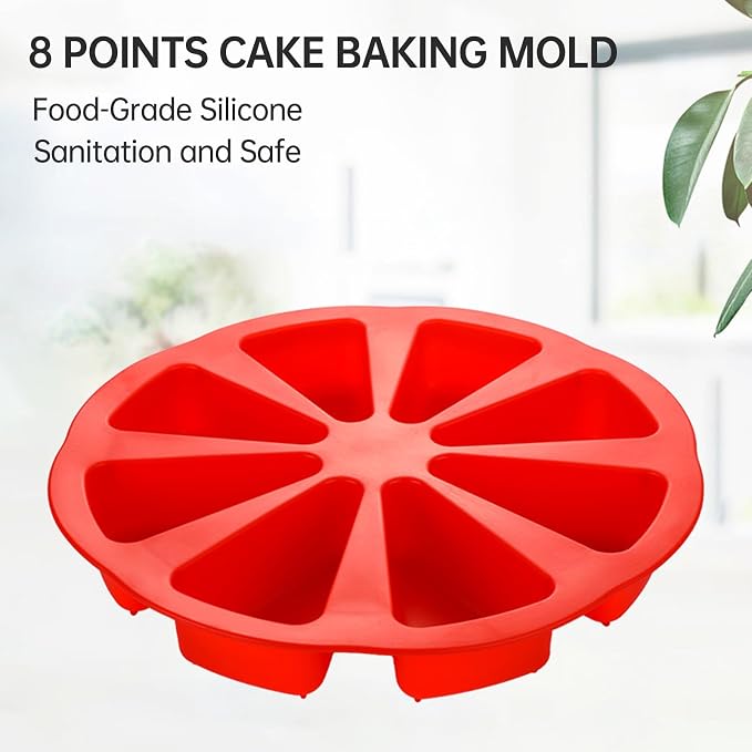 Silicone Dessert Mold Silicone Cake Mold Baking 8 Cavity Non Stick Multipurpose Baking Pan Easy Release Flexible with 8 Connected Cavities for Cakes Bread Chocolate Pizza (Red) - Image 5